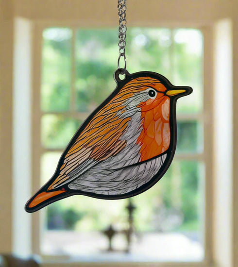 Bobbin Robin Stained Glass Effect Suncatcher
